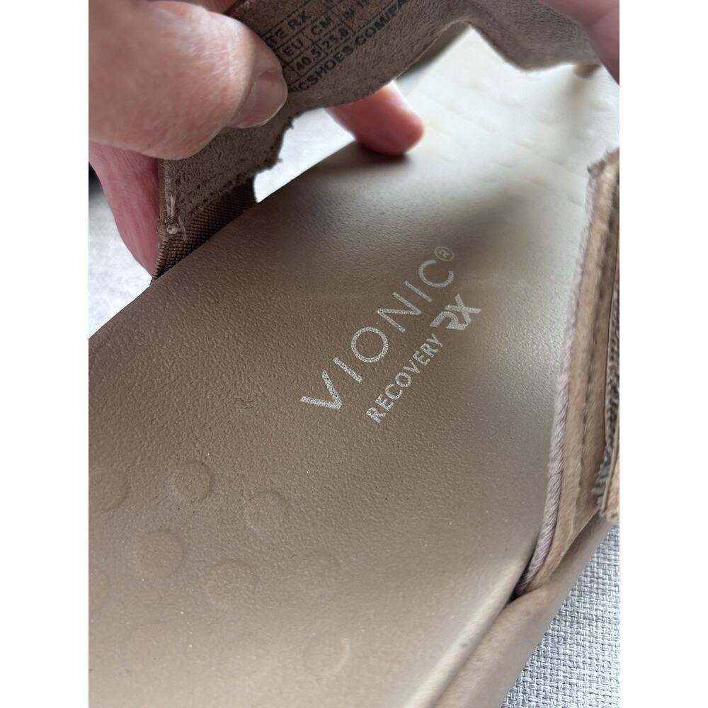 Vionic Activate RX Suede Taupe Thong Slip On Sandals Women’s Sz 9.5 Arch Support - Picture 6 of 7